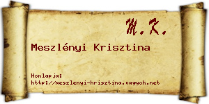 Meszlényi Krisztina névjegykártya